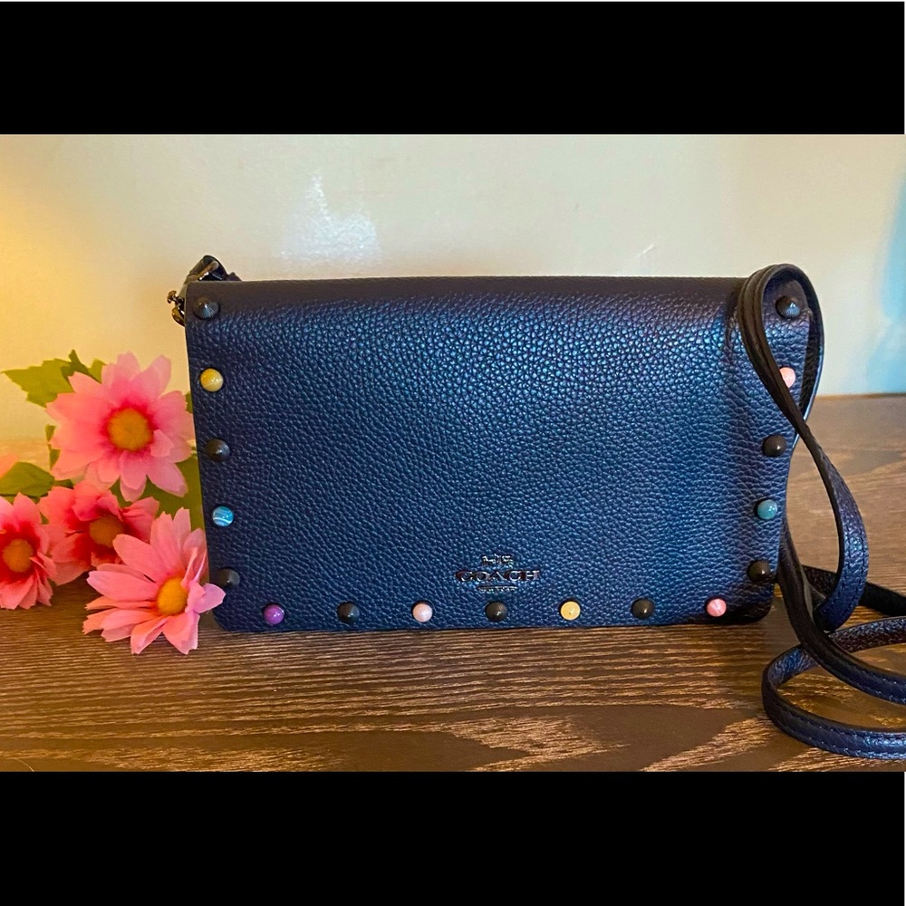 NWOT COACH HAYDEN FOLDOVER CROSSBODY CLUTCH WITH RIVETS